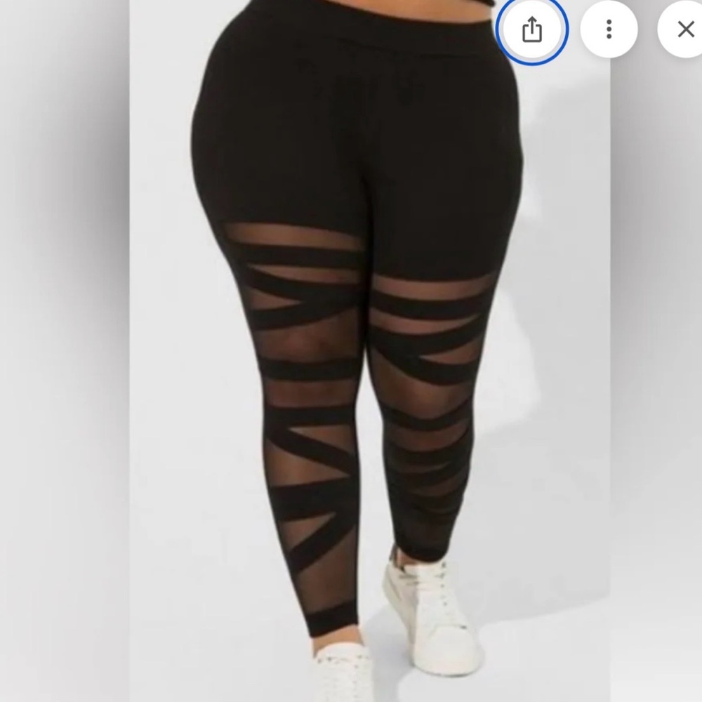 Torrid Size 1 Black Mesh Panel Leggings Mesh